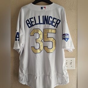 2020 Dodgers **Cody bellinger **world series champions Gold /White men size 52